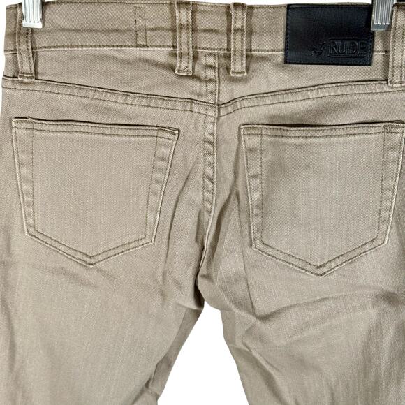 RUDE Hot Topic Men's 26x32 Tan Khaki Colored Skinny Slight Stretch Denim Jeans - Picture 9 of 11